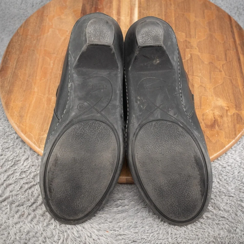 Dansko Bonita Black Leather Ankle Boots Back Zip Shoes Size 38 EU 7.5-8 US Women